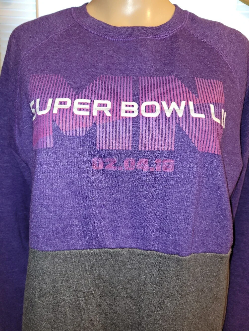 NFL - Purple and Gray Super Bowl LII Crewneck Sweatshirt. Size L.